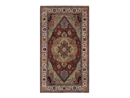 Heriz Heriz hand-knotted wool rug in Red & Ivory, 2'11" x 5'1" — SKU O091498