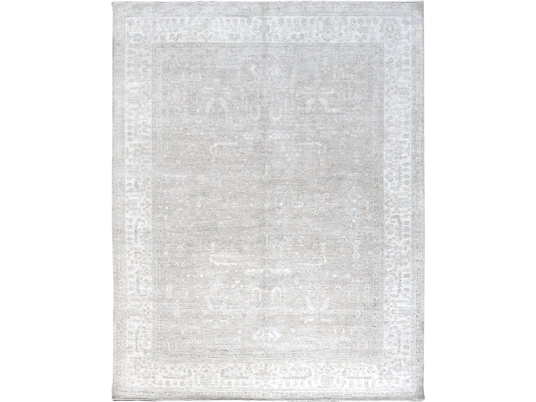 Heriz Vintage hand-knotted wool rug in Gray & Ivory, 8'7" x 11'5" — SKU O0914