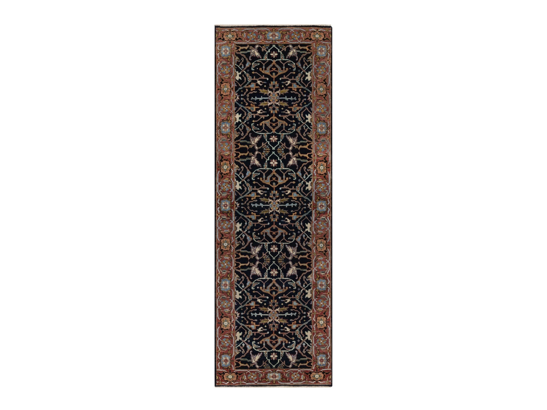 Blue 2'7" x 8'1" Heriz Hand knotted Wool Rug - Sku: O091501