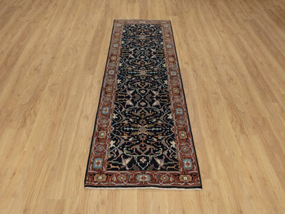 Blue 2'7" x 8'1" Heriz Hand knotted Wool Rug - Sku: O091501