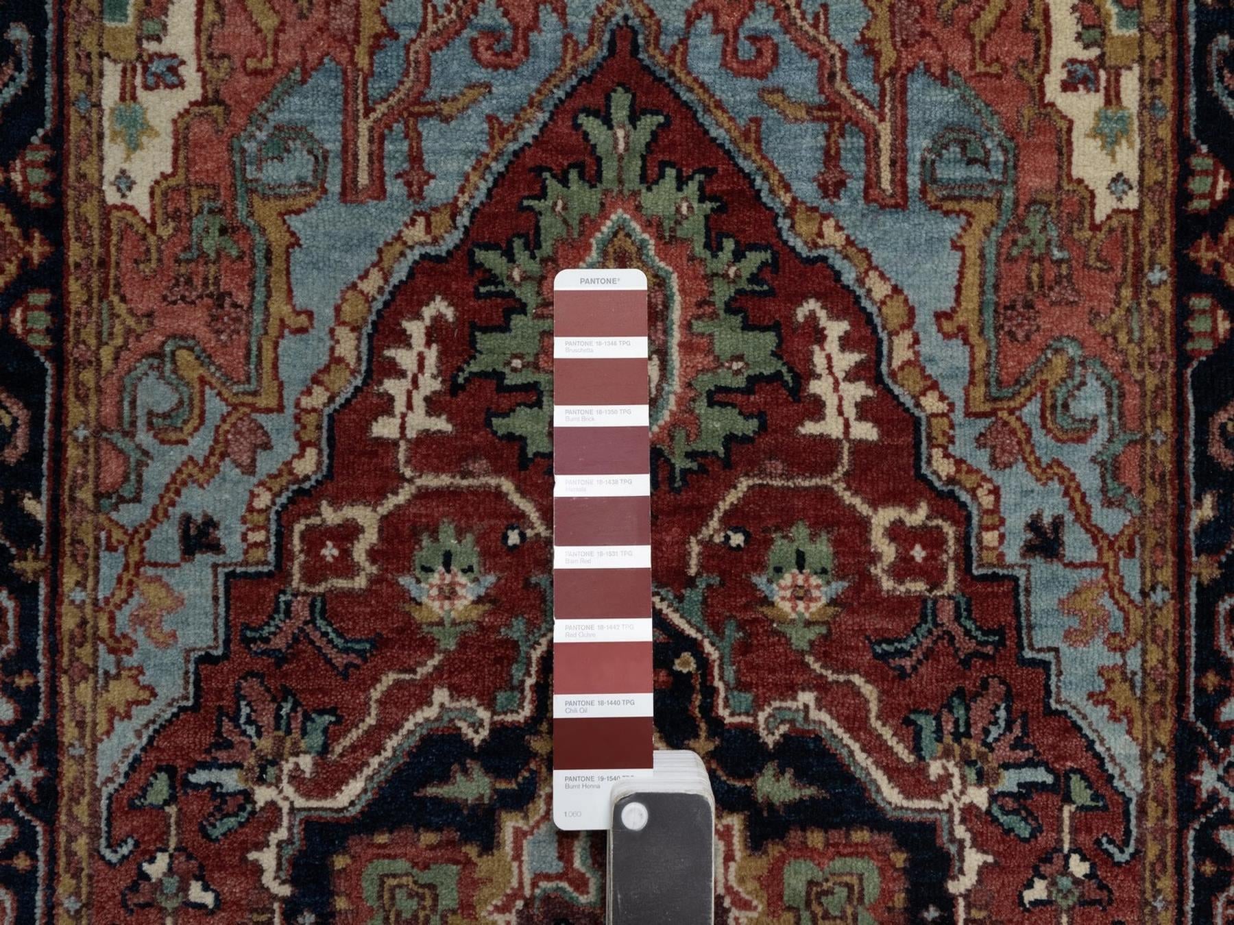 Heriz Heriz hand-knotted wool runner in Red & Midnight Blue, 2'6" x 6'2" — SKU O091502 (view 4)