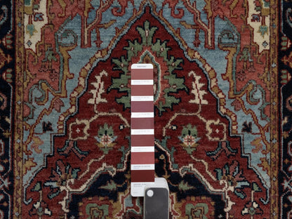 Heriz Heriz hand-knotted wool runner in Red & Midnight Blue, 2'6" x 6'2" — SKU O091502 (view 4)