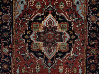 Heriz Heriz hand-knotted wool runner in Red & Midnight Blue, 2'6" x 6'2" — SKU O091502 (view 5)