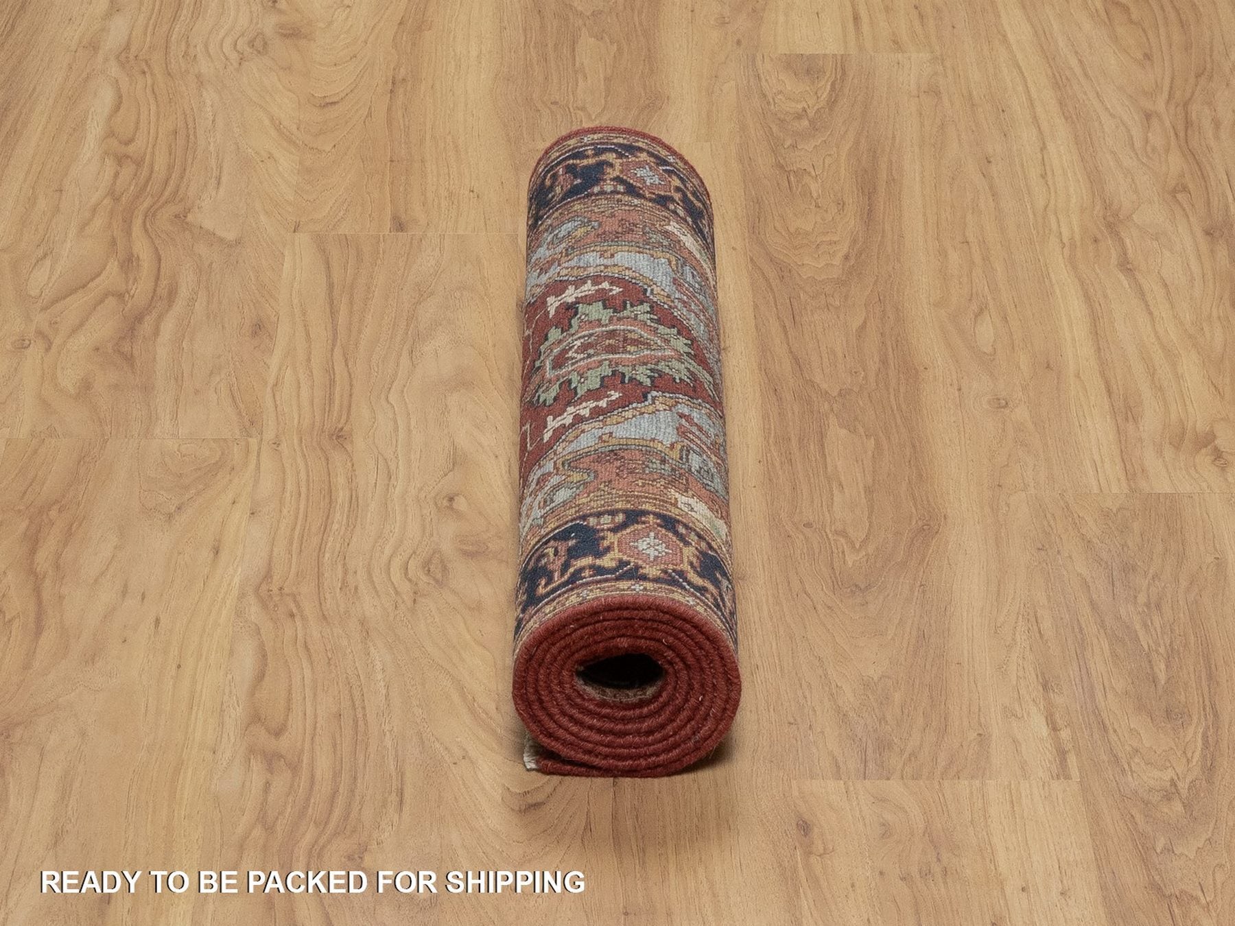 Heriz Heriz hand-knotted wool runner in Red & Midnight Blue, 2'6" x 6'2" — SKU O091502 (view 6)