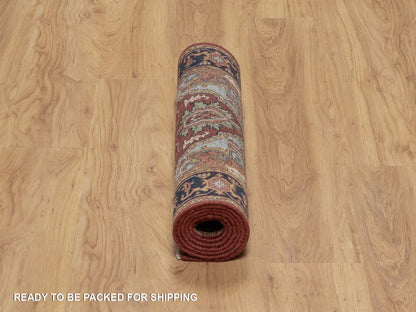 Heriz Heriz hand-knotted wool runner in Red & Midnight Blue, 2'6" x 6'2" — SKU O091502 (view 6)