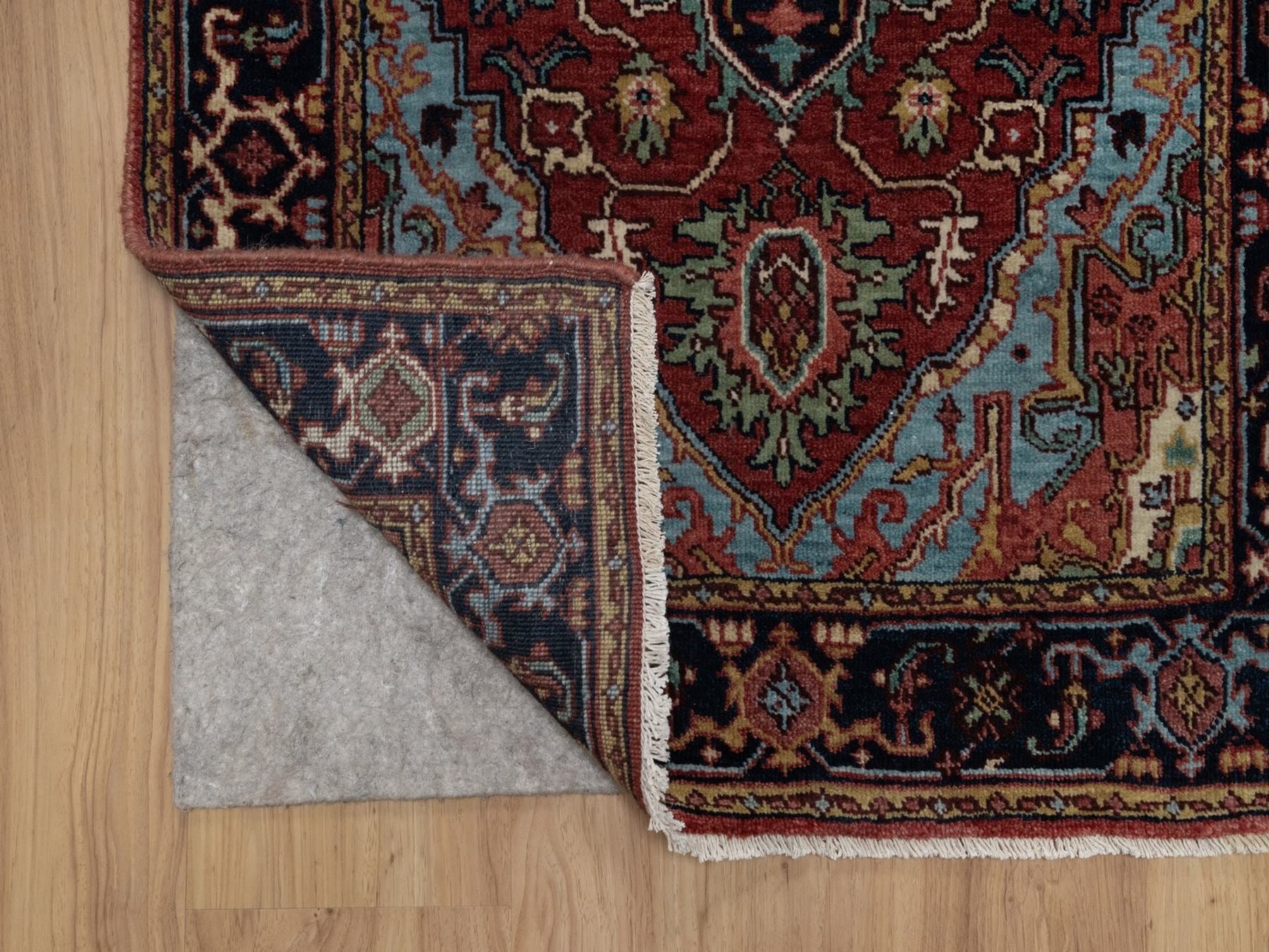 Heriz Heriz hand-knotted wool runner in Red & Midnight Blue, 2'8" x 8'1" — SKU O091504 (view 3)