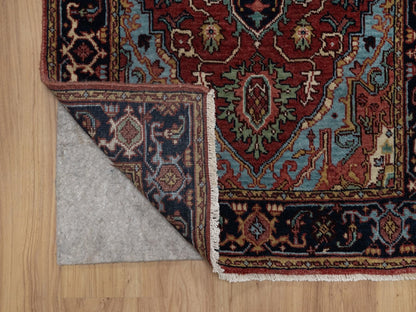 Heriz Heriz hand-knotted wool runner in Red & Midnight Blue, 2'8" x 8'1" — SKU O091504 (view 3)