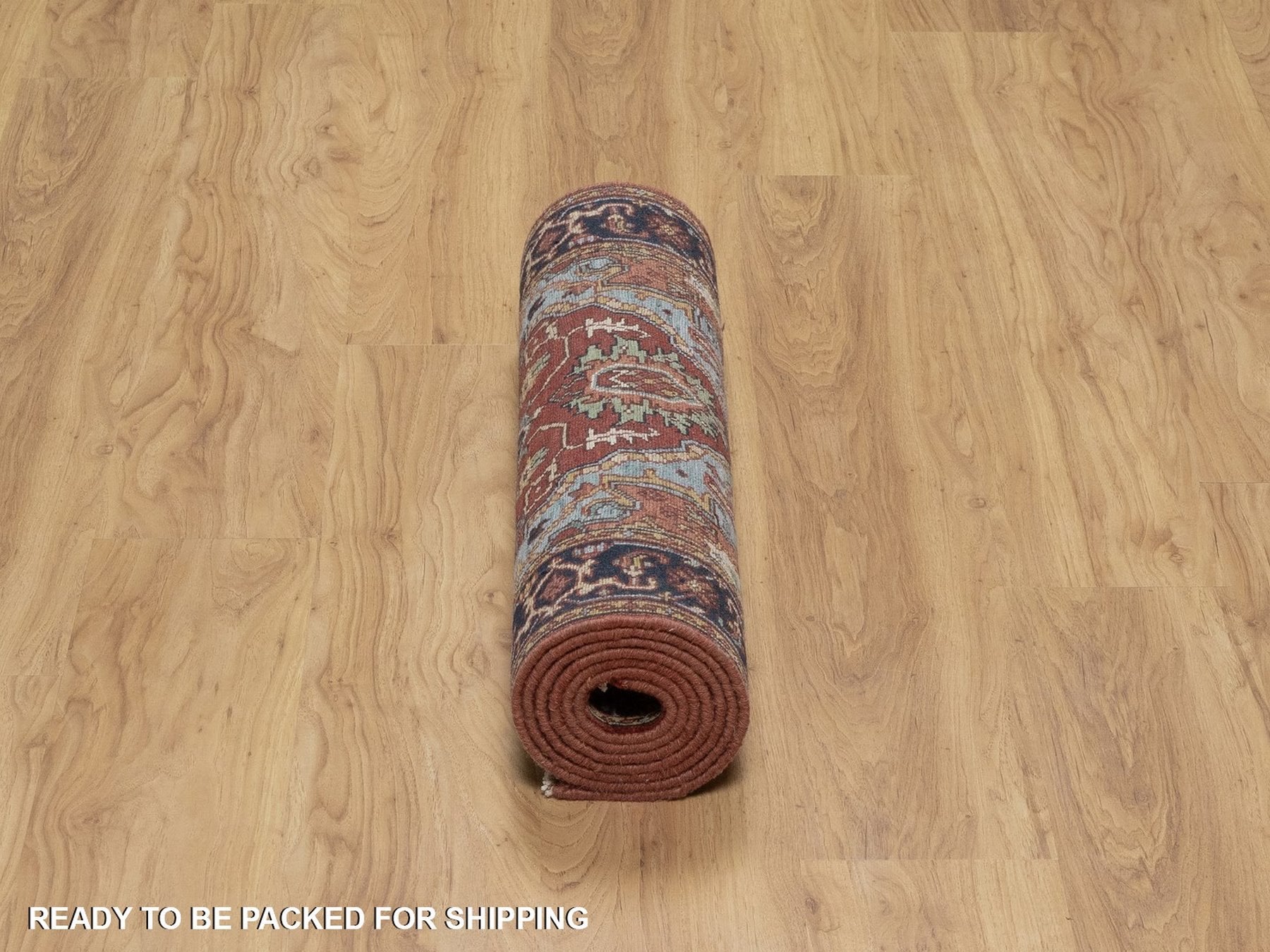 Heriz Heriz hand-knotted wool runner in Red & Midnight Blue, 2'8" x 8'1" — SKU O091504 (view 6)