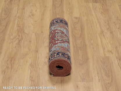 Heriz Heriz hand-knotted wool runner in Red & Midnight Blue, 2'8" x 8'1" — SKU O091504 (view 6)