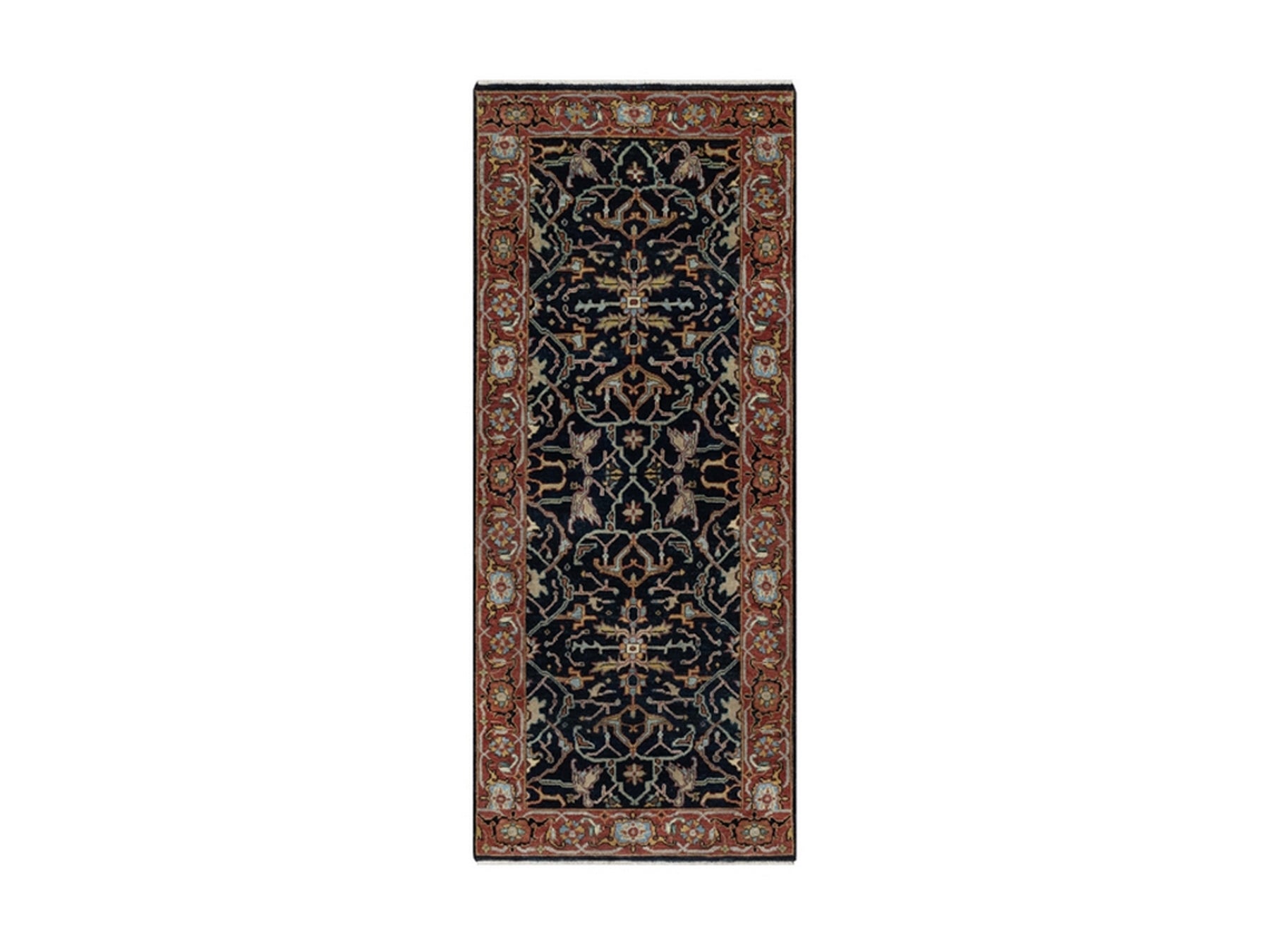 Heriz Heriz hand-knotted wool runner in Blue & Red, 2'7" x 6'2" — SKU O091506