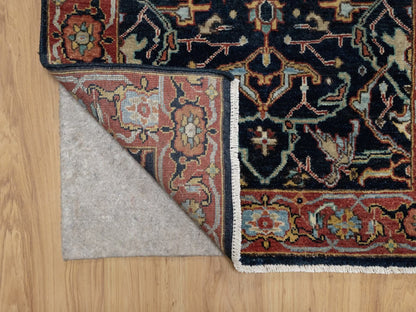 Blue 2'7" x 6'2" Heriz Hand knotted Wool Rug - Sku: O091506