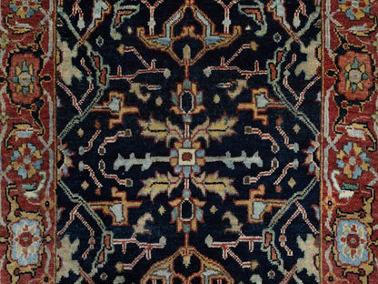 Blue 2'7" x 6'2" Heriz Hand knotted Wool Rug - Sku: O091506