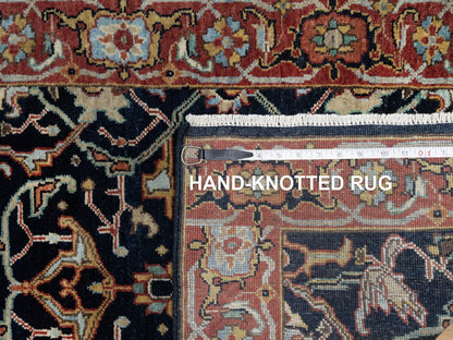 Blue 2'7" x 6'2" Heriz Hand knotted Wool Rug - Sku: O091506