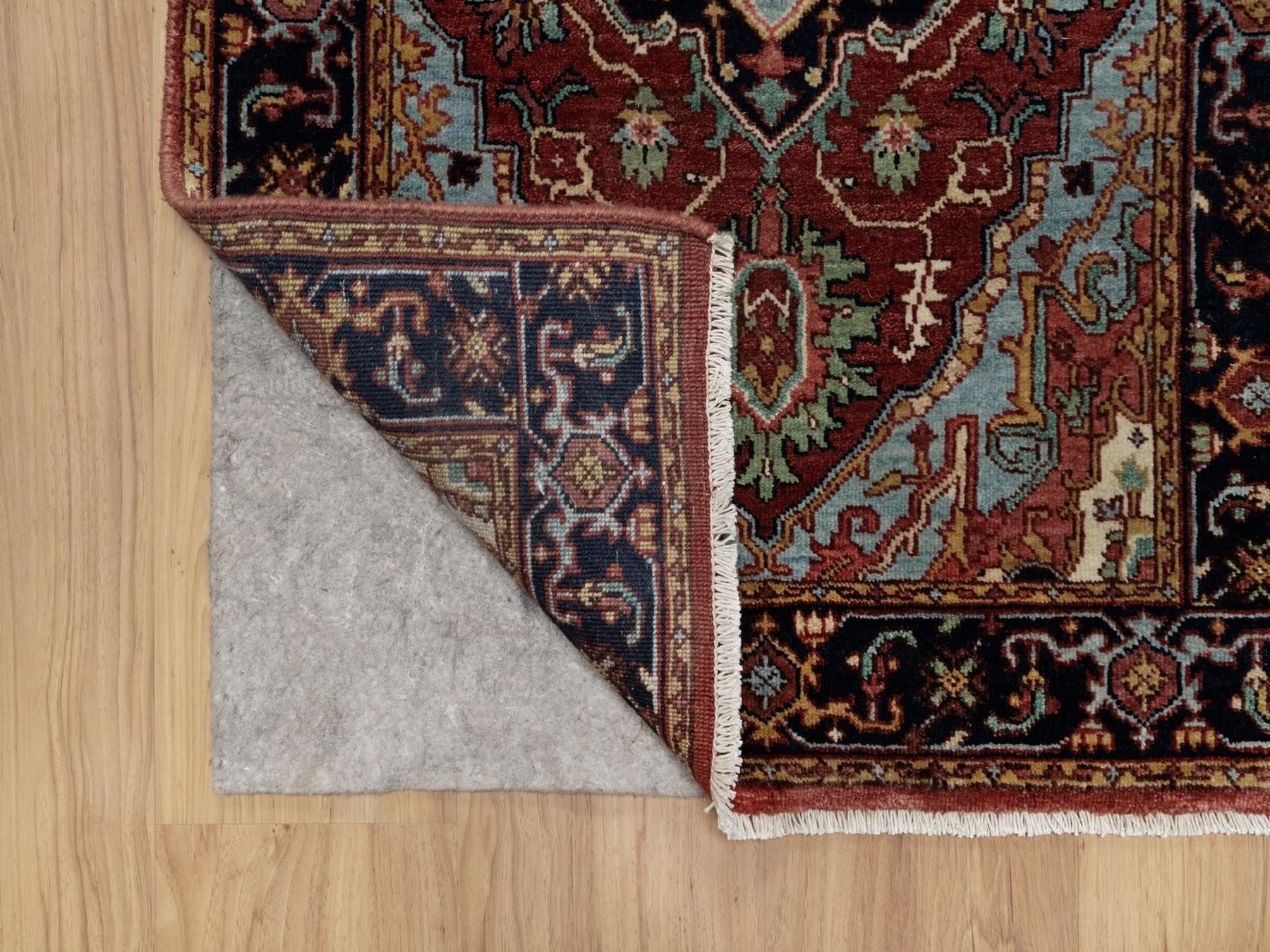 Heriz Heriz hand-knotted wool runner in Red & Midnight Blue, 2'6" x 6'3" — SKU O091507 (view 3)