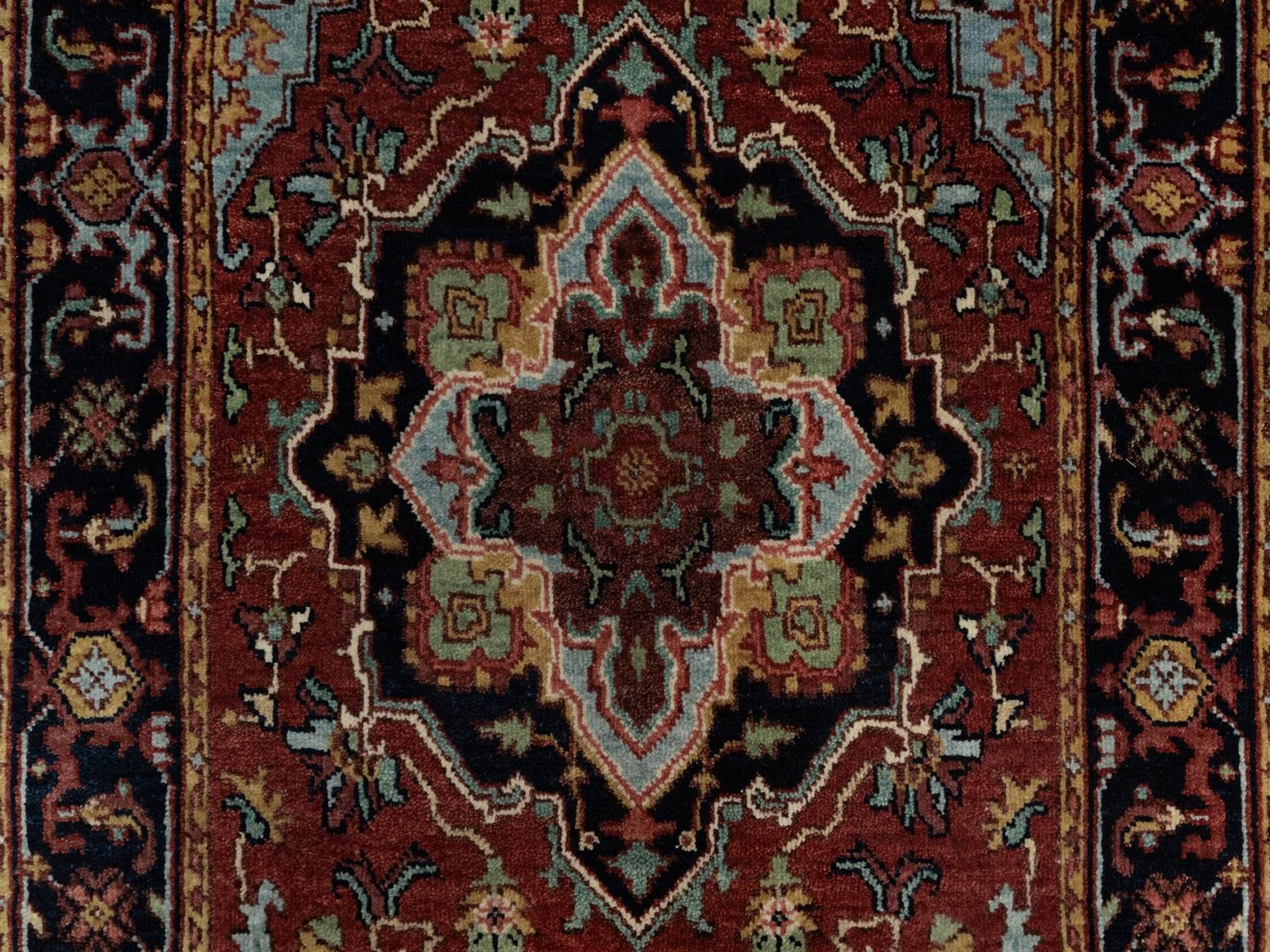 Heriz Heriz hand-knotted wool runner in Red & Midnight Blue, 2'6" x 6'3" — SKU O091507 (view 5)
