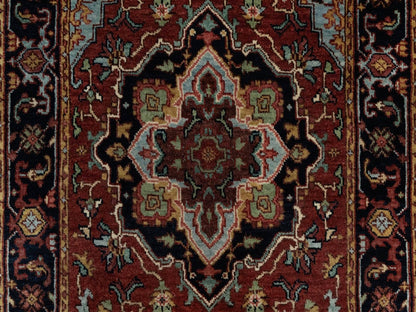 Heriz Heriz hand-knotted wool runner in Red & Midnight Blue, 2'6" x 6'3" — SKU O091507 (view 5)
