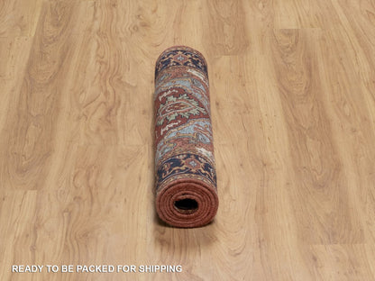 Heriz Heriz hand-knotted wool runner in Red & Midnight Blue, 2'6" x 6'3" — SKU O091507 (view 6)