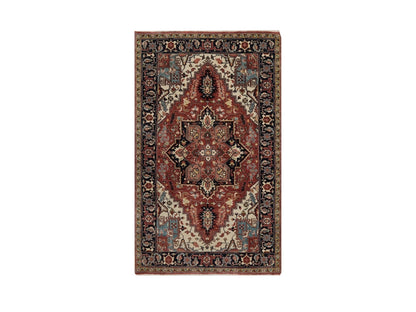 Heriz Heriz hand-knotted wool rug in Red & Midnight Blue, 3' x 5' — SKU O091509