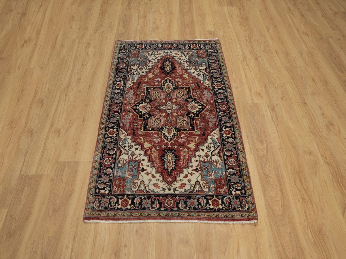 Heriz Heriz hand-knotted wool rug in Red & Midnight Blue, 3' x 5' — SKU O091509 (view 2)