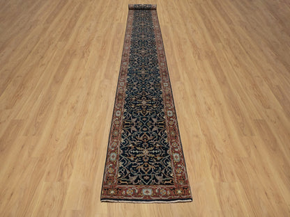 Heriz Heriz hand-knotted wool runner in Blue & Red, 2'6" x 20'1" — SKU O091512 (view 2)