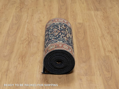 Blue 2'6" x 20'1" Heriz Hand knotted Wool Rug - Sku: O091512