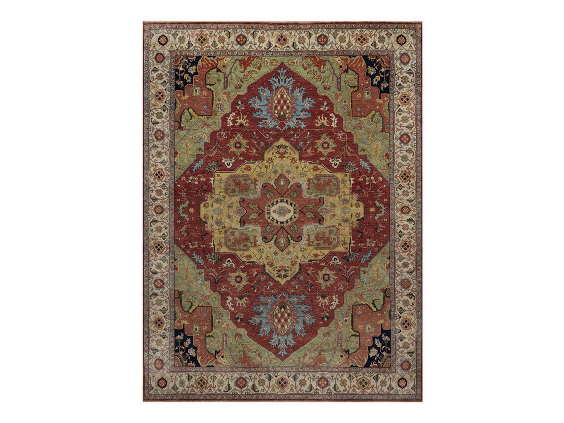 Heriz Heriz hand-knotted wool rug in Red & Ivory, 8'11" x 12'1" — SKU O091516