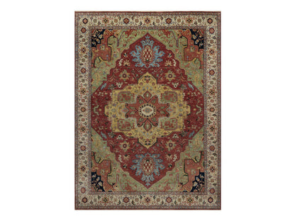 Heriz Heriz hand-knotted wool rug in Red & Ivory, 8'11" x 12'1" — SKU O091516