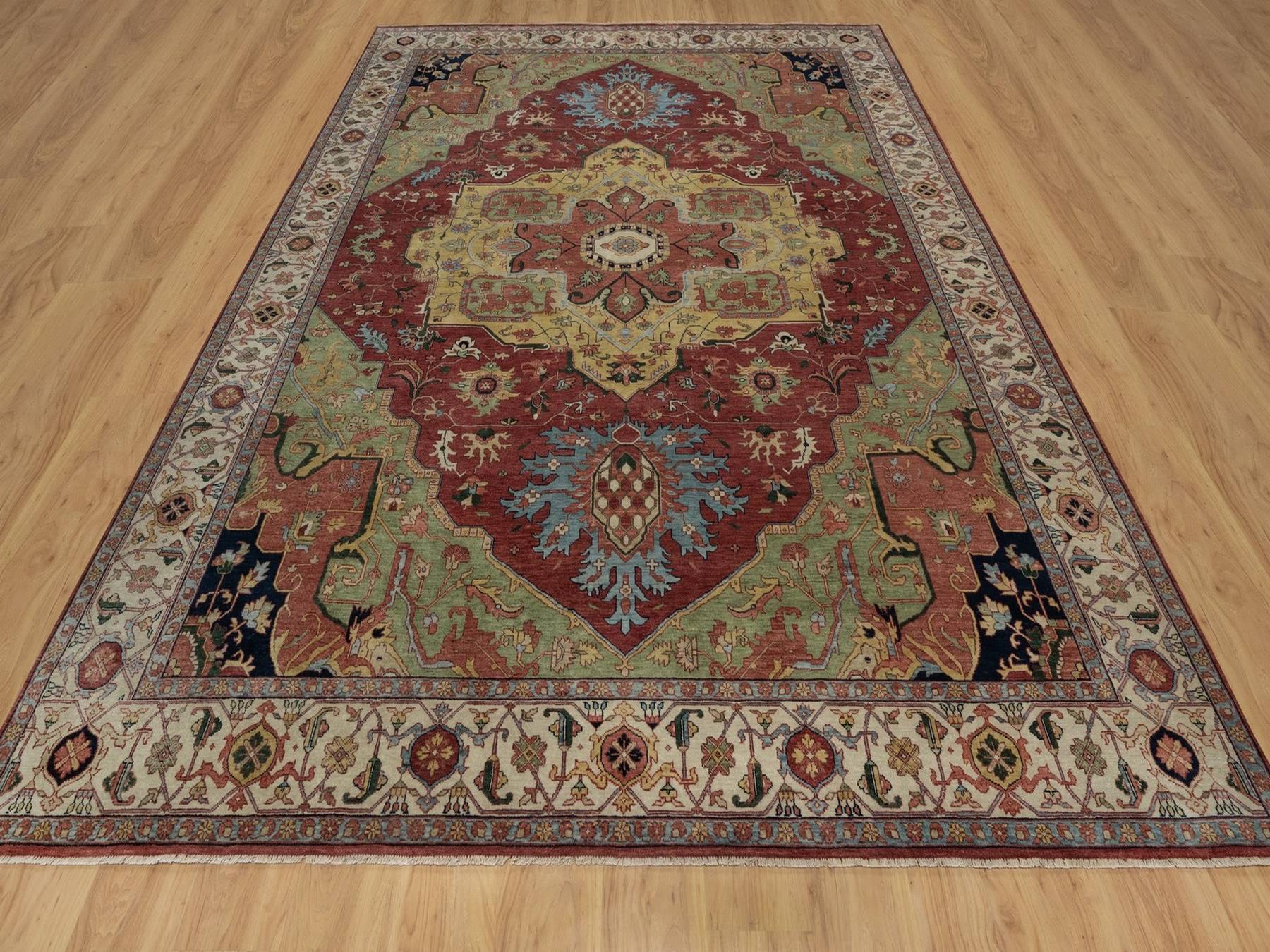 Heriz Heriz hand-knotted wool rug in Red & Ivory, 8'11" x 12'1" — SKU O091516 (view 2)