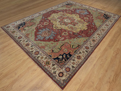 Heriz Heriz hand-knotted wool rug in Red & Ivory, 8'11" x 12'1" — SKU O091516 (view 3)