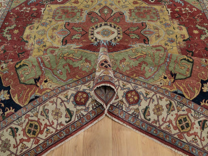 Heriz Heriz hand-knotted wool rug in Red & Ivory, 8'11" x 12'1" — SKU O091516 (view 5)
