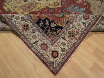 Heriz Heriz hand-knotted wool rug in Red & Ivory, 8'11" x 12'1" — SKU O091516 (view 6)