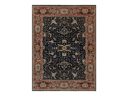 Blue 9'0" x 12'1" Heriz Hand knotted Wool Rug - Sku: O091517