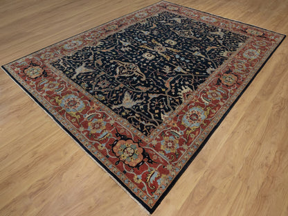 Blue 9'0" x 12'1" Heriz Hand knotted Wool Rug - Sku: O091517