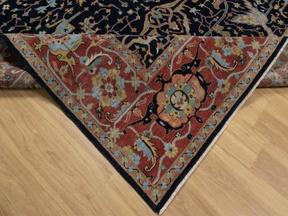Blue 9'0" x 12'1" Heriz Hand knotted Wool Rug - Sku: O091517