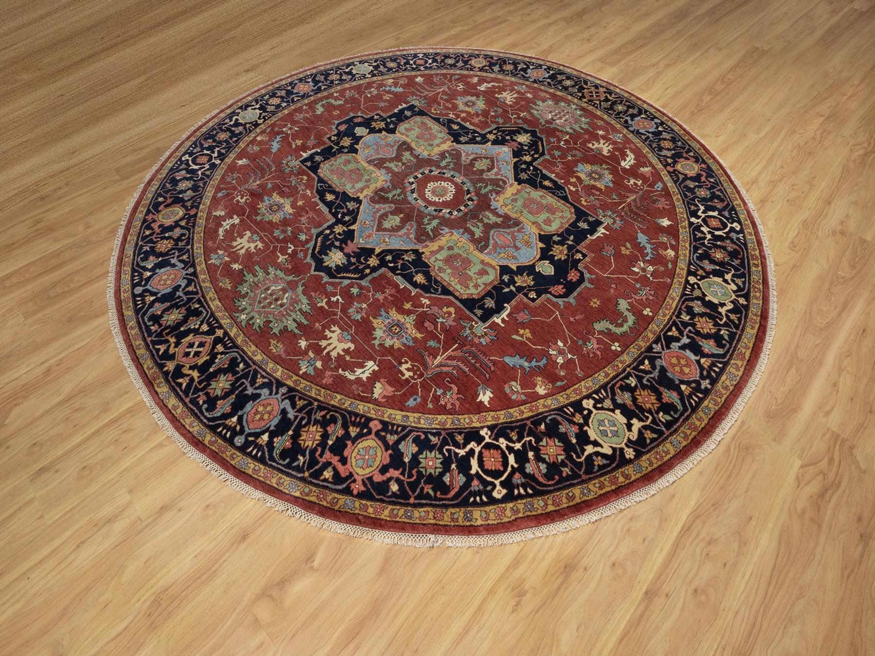 Heriz Heriz hand-knotted wool rug in Red & Midnight Blue, 10' x 10' — SKU O091518 (view 3)
