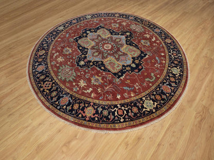 Heriz Heriz hand-knotted wool rug in Red & Midnight Blue, 10' x 10' — SKU O091518 (view 3)