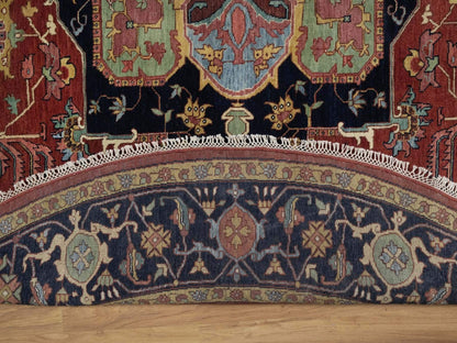 Heriz Heriz hand-knotted wool rug in Red & Midnight Blue, 10' x 10' — SKU O091518 (view 4)