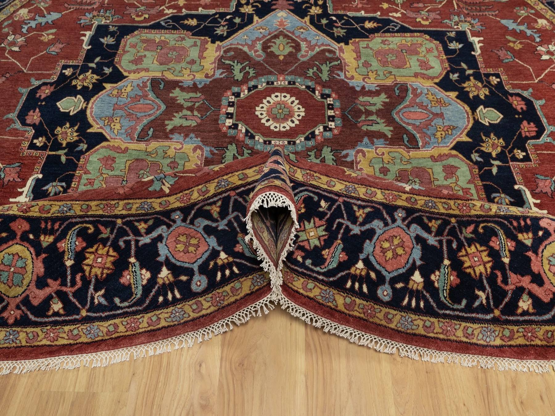 Heriz Heriz hand-knotted wool rug in Red & Midnight Blue, 10' x 10' — SKU O091518 (view 5)