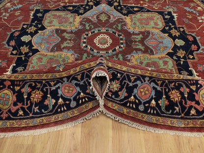 Heriz Heriz hand-knotted wool rug in Red & Midnight Blue, 10' x 10' — SKU O091518 (view 5)