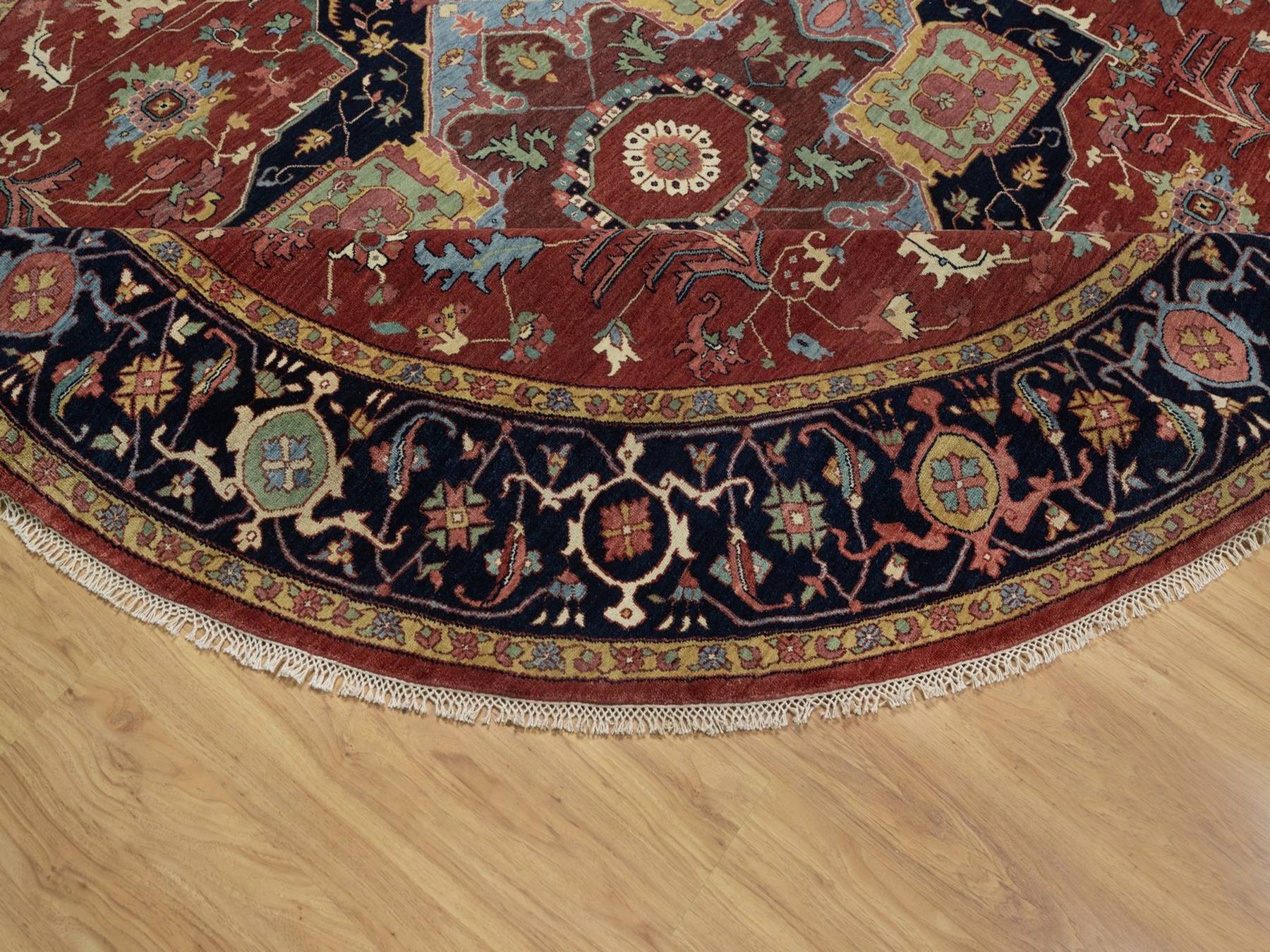 Heriz Heriz hand-knotted wool rug in Red & Midnight Blue, 10' x 10' — SKU O091518 (view 6)
