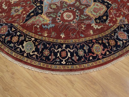 Heriz Heriz hand-knotted wool rug in Red & Midnight Blue, 10' x 10' — SKU O091518 (view 6)