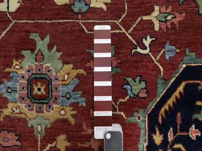 Heriz Heriz hand-knotted wool rug in Red & Midnight Blue, 10' x 10' — SKU O091518 (view 7)
