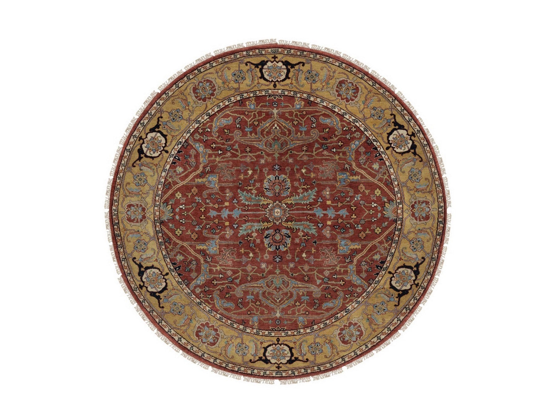 Heriz Heriz hand-knotted wool rug in Red & Gold, 6'2" x 6'2" — SKU O091521