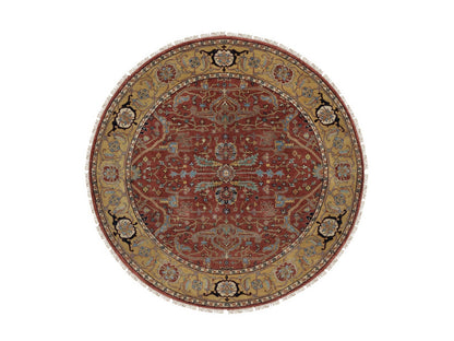 Heriz Heriz hand-knotted wool rug in Red & Gold, 6'2" x 6'2" — SKU O091521