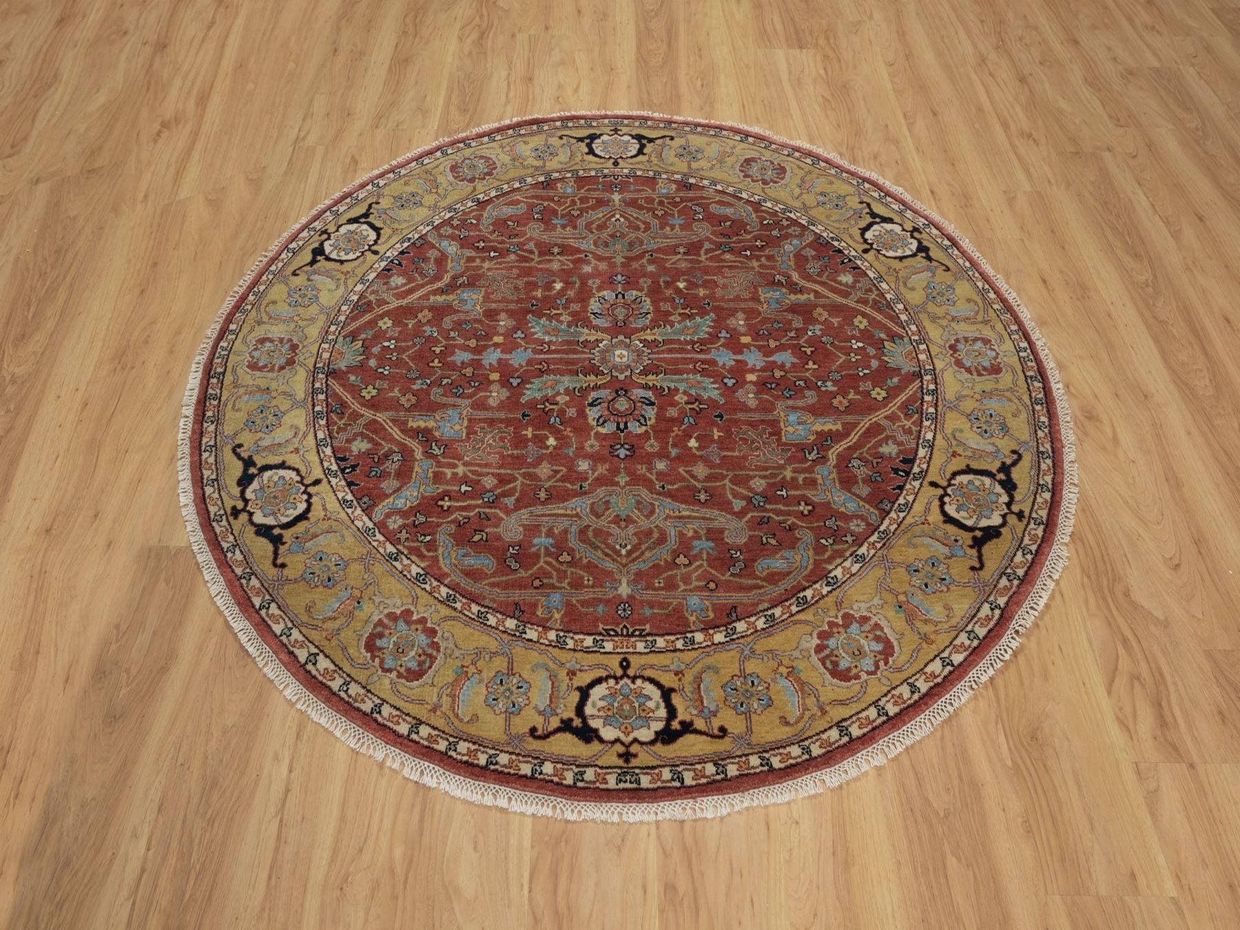 Heriz Heriz hand-knotted wool rug in Red & Gold, 6'2" x 6'2" — SKU O091521 (view 2)