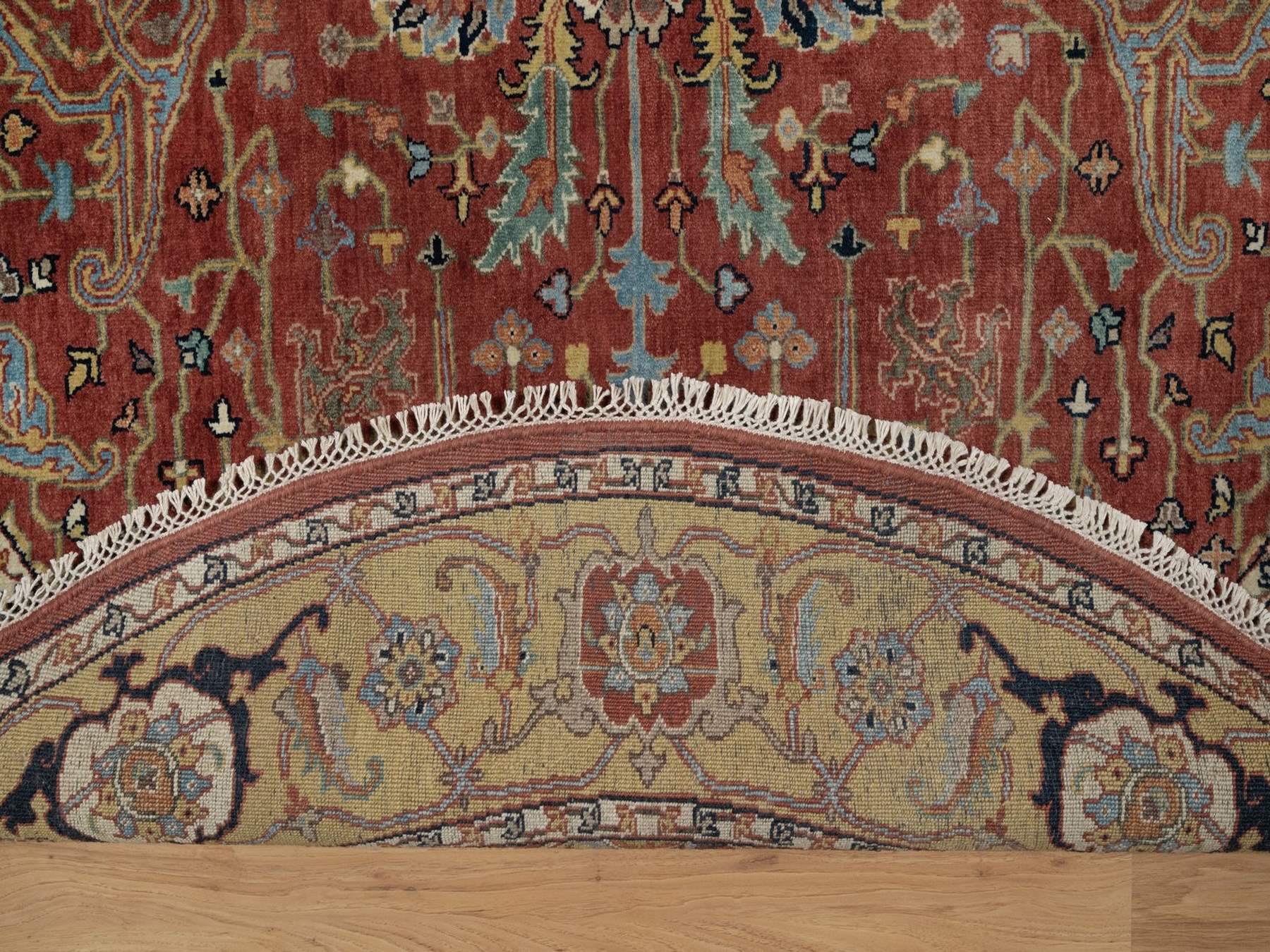 Heriz Heriz hand-knotted wool rug in Red & Gold, 6'2" x 6'2" — SKU O091521 (view 3)