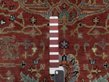 Heriz Heriz hand-knotted wool rug in Red & Gold, 6'2" x 6'2" — SKU O091521 (view 4)