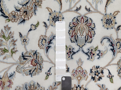 Nain Fine Oriental hand-knotted wool/silk rug in Ivory & Midnight Blue, 5'9" x 9'2" — SKU O091525 (view 7)