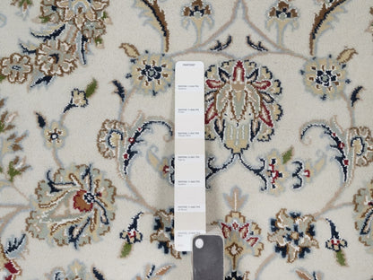 Nain Fine Oriental hand-knotted wool/silk rug in Ivory & Midnight Blue, 6'2" x 9' — SKU O091526 (view 7)