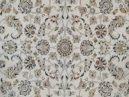 Nain Fine Oriental hand-knotted wool/silk rug in Ivory & Midnight Blue, 6'2" x 9' — SKU O091526 (view 8)